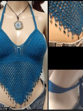 Crochet Beaded Triangle Halter Top